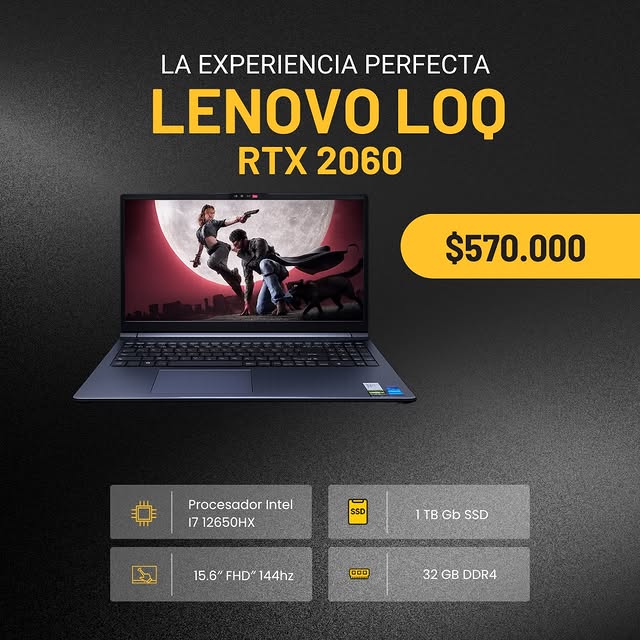 Notebook LENOVO LOQ I7 12650HX RTX 2060 32gb 1Tb