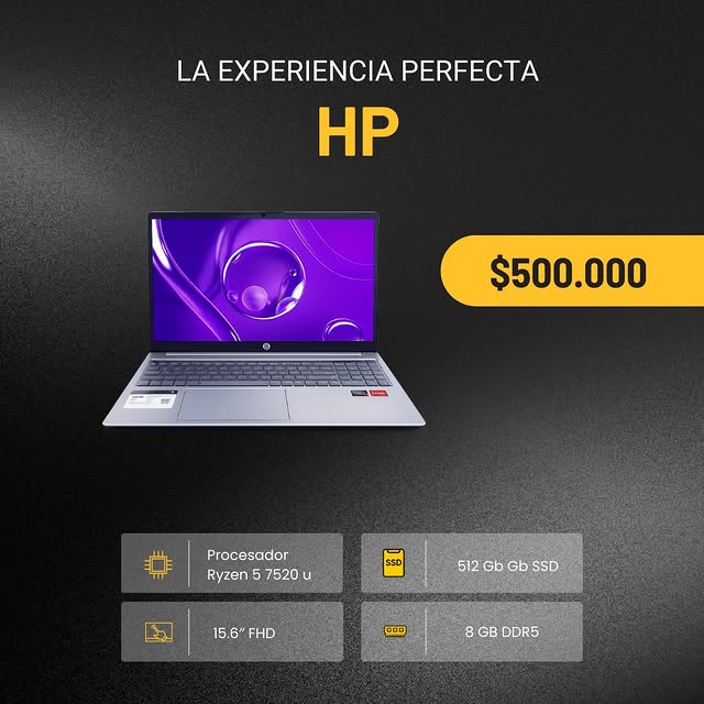 Notebook HP fc0041wm Ryzen 5 7520u 8gb RAM 512gb