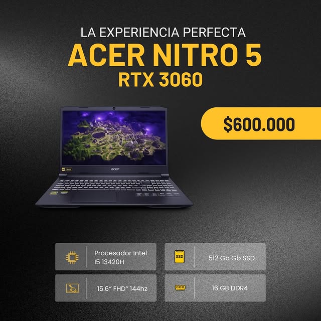 Notebook Acer Nitro 5 AN515-45-R6XD RYZEN 5 5600H RTX 3060 16GB 512GB